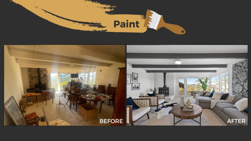 paint in the living area before and after
